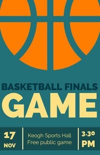 Illustrated Basketball Finals Game Poster with Ball Basketball
