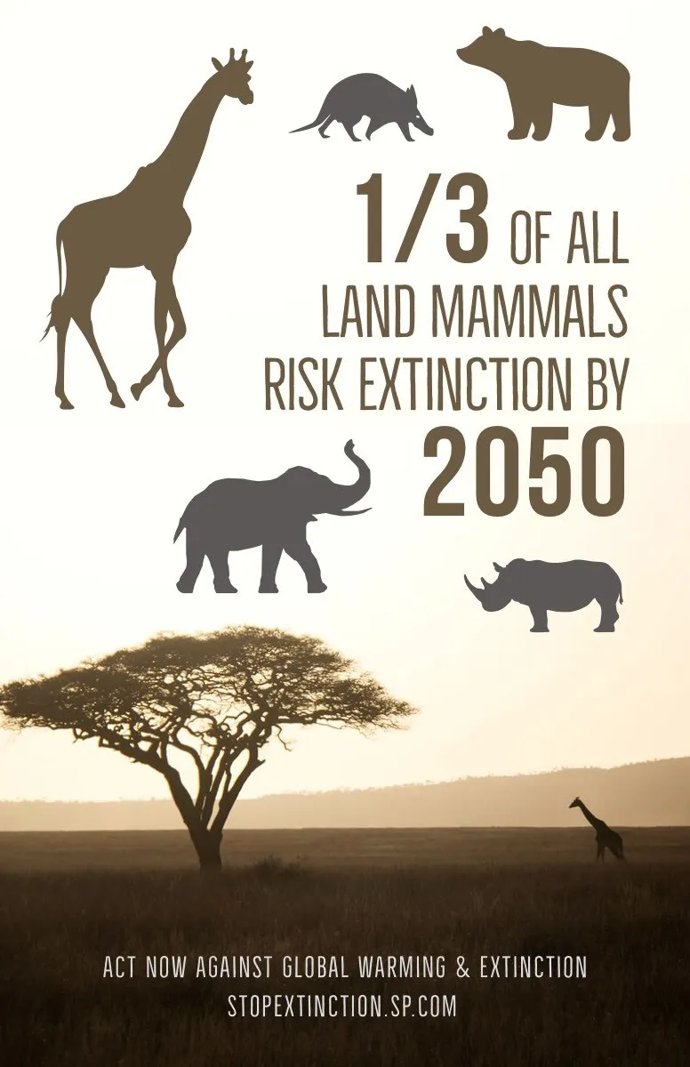 White and Beige Wildlife Extinction Awareness Poster
