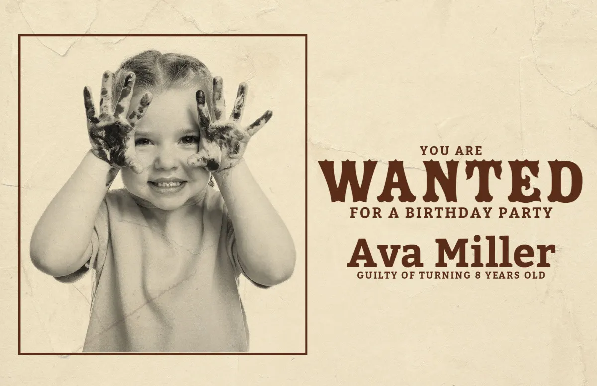 Beige Brown Child Wanted Poster