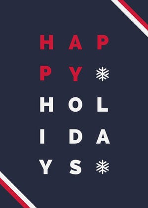 Blue and Red Typography Happy Holidays Card Typography Poster