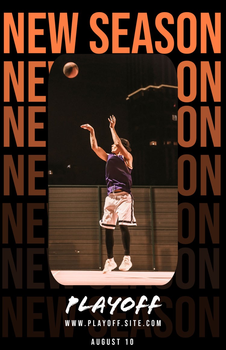 Orange And Black Basketball Season Advertisement Poster