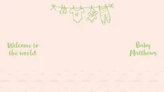 Peach Green Welcome To The World Baby Shower Zoom Background Widescreen Welcome Poster