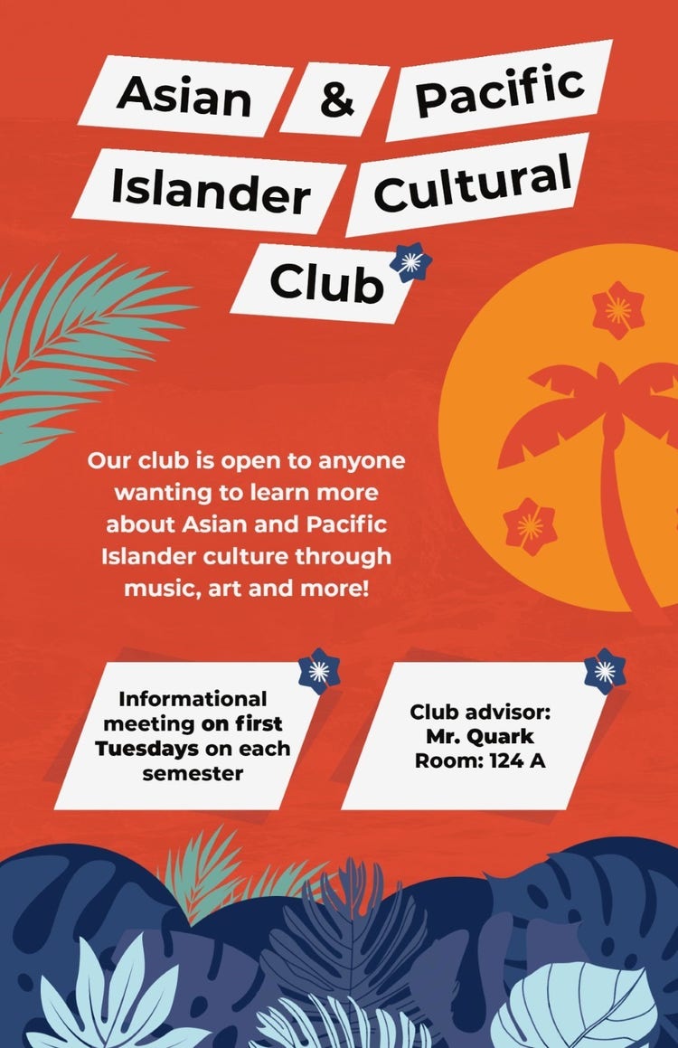 Red Asian Pacific Islander Cultural Club Student Poster