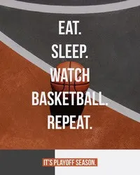 Orange and Gray Basketball Playoff Season Ad with Ball on Court Basketball