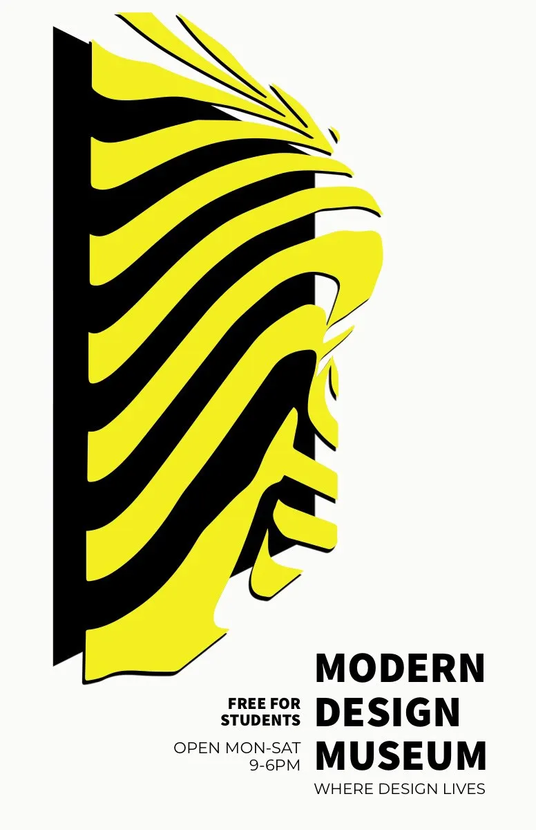 Yellow and Black Stripes Modern Design Museum Flyer