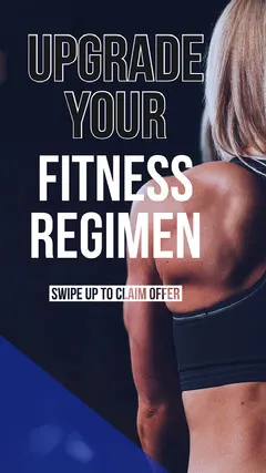Black and Blue Gym Ad Instagram Story with Fit Woman Gym