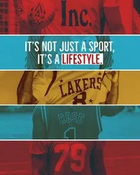 Red Blue and Yellow Basketball Instagram Portrait Graphic with Collage Basketball
