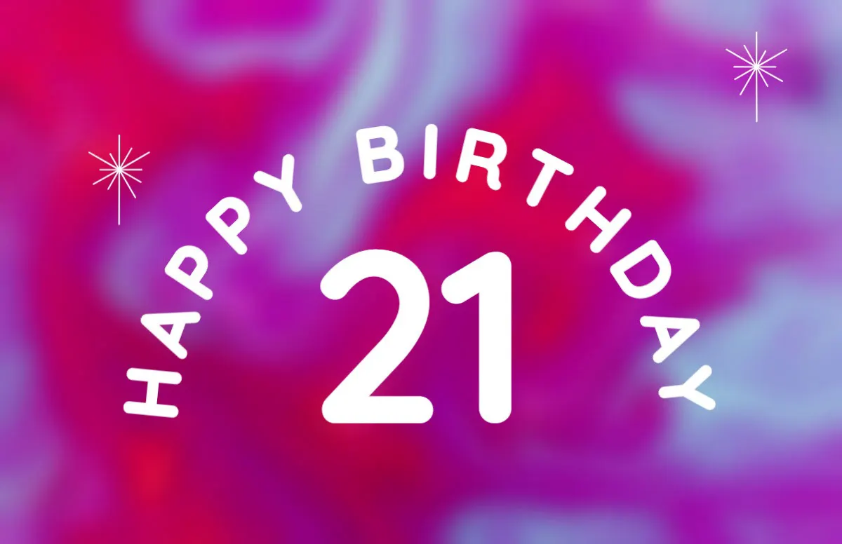 White & Pink Marble Typography 21 Birthday Poster