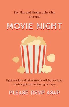 Orange and White Movie Night Flyer Movie Night Flyer