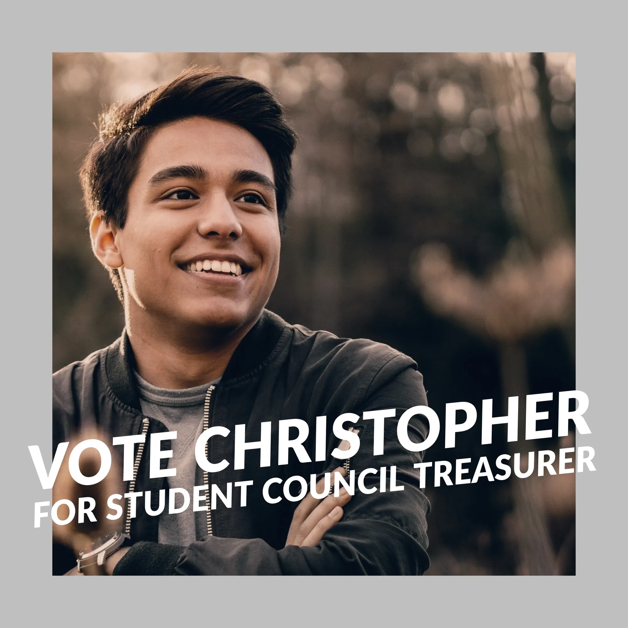 Grey Toned Student Council Candidate Portrait Instagram Post