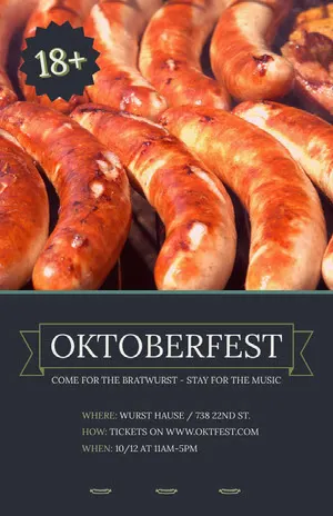 Oktoberfest Event Flyer with Sausages Oktoberfest Invitation