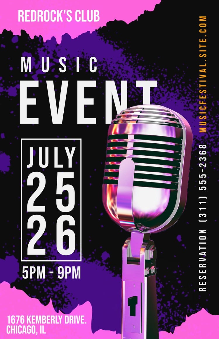 Bright Purple And Pink, Music Event Advertising Poster