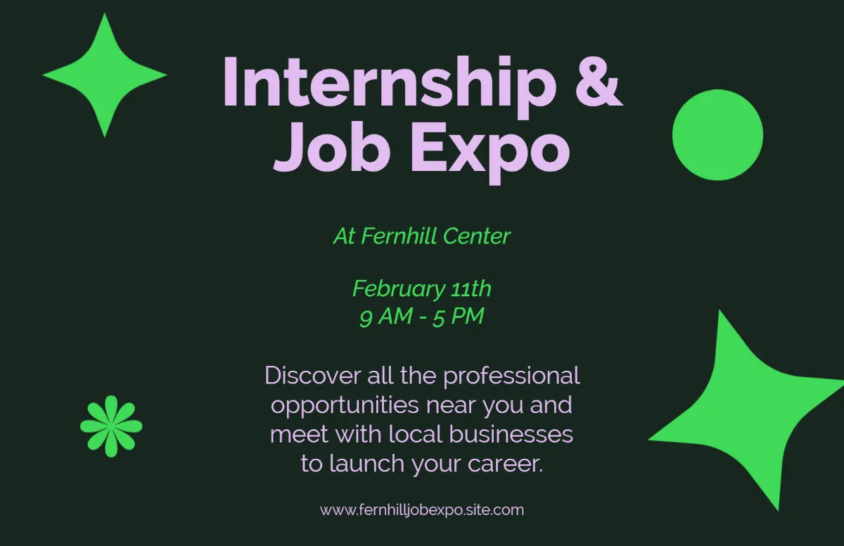 Green, Black and Pink Internship Job Expo Poster
