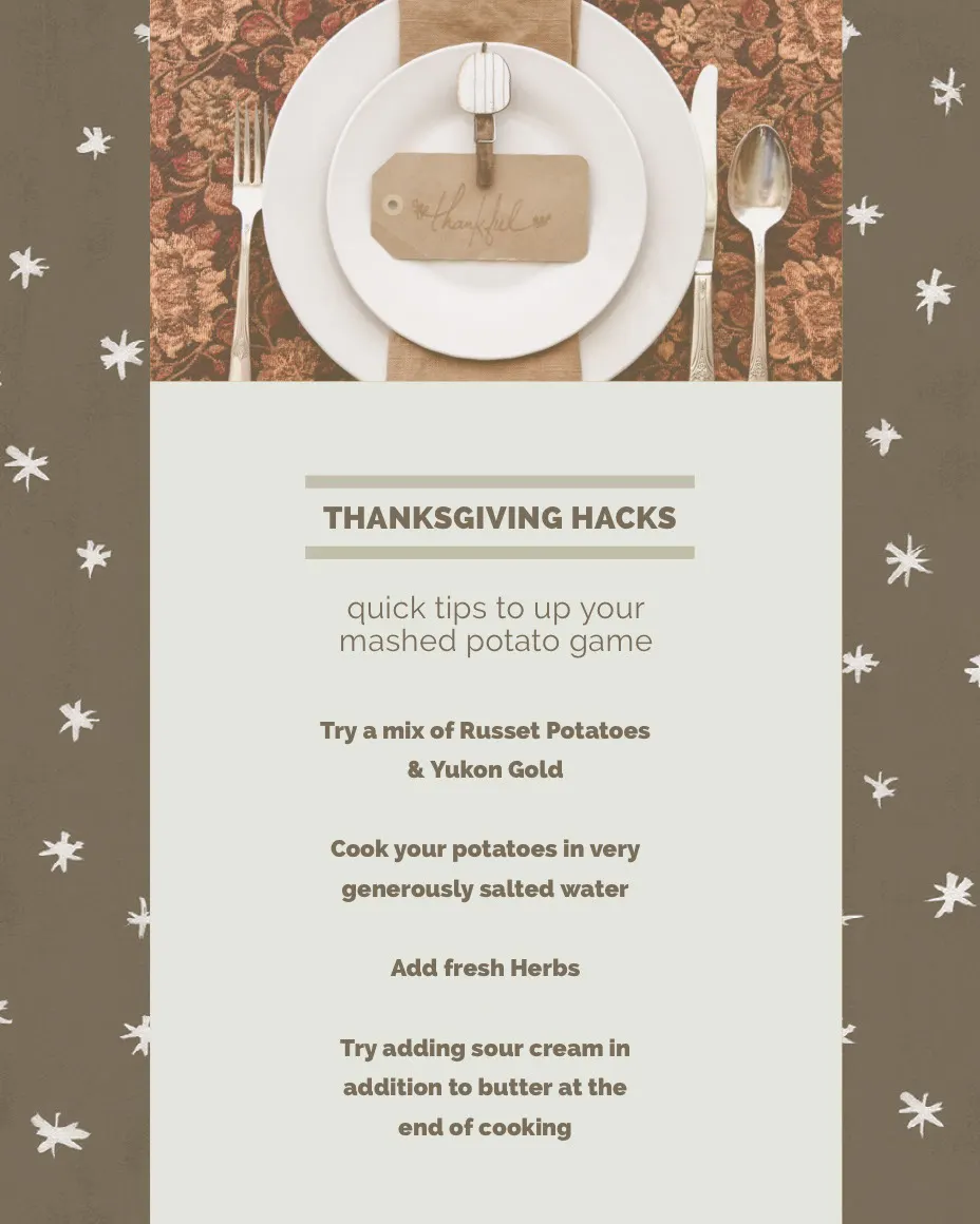 Grey and White Thanksgiving Hacks Social Post