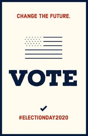 Blue and Red Vote Election Poster with American Flag Grassroot Movement Poster