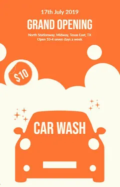 Orange and White Car Wash Poster Car Wash