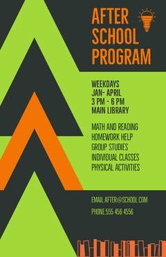 Gree, Grey and Orange, Geometric, After School Program Ad Poster After School