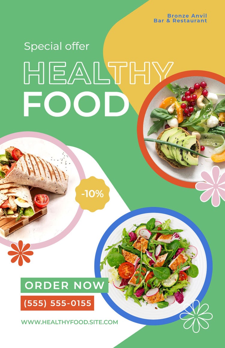 Green Healthy Food Restaurant Marketing Poster