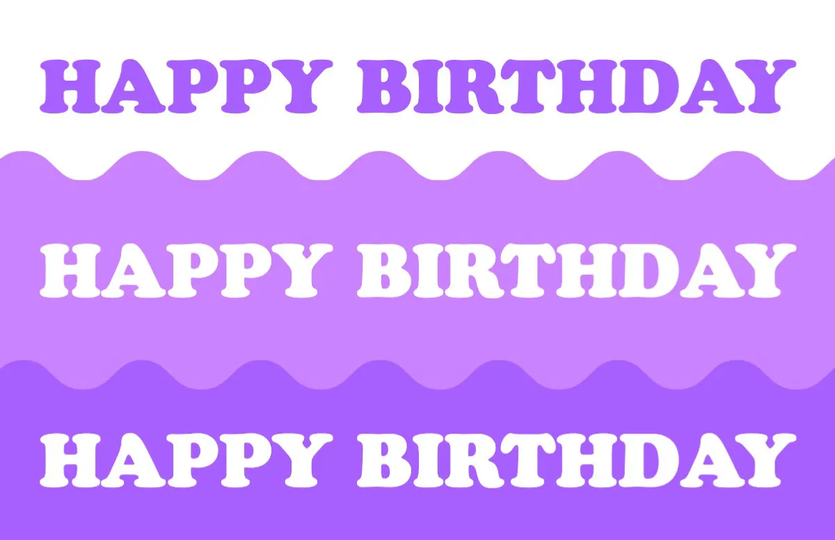 Purple & White Waves Happy Birthday Poster