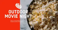 Red and Light Toned Movie Night Ad Facebook Banner Movie Night Flyer