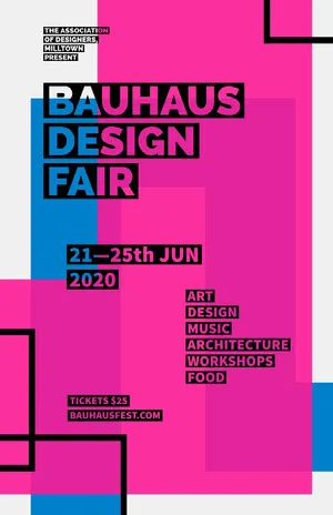 Blue and Pink Geometric Design Fair Flyer Arts Poster