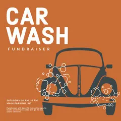 Brown, Black and White Car Wash Fundraiser Ad Instagram Post Car Wash