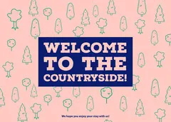 Pink and Blue Countryside Welcome Card Welcome Poster