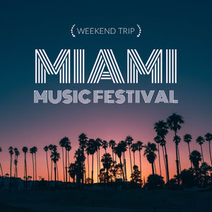 Miami Music Festival Square Instagram Graphic wit Palm Trees at Sunset Music Festival Poster