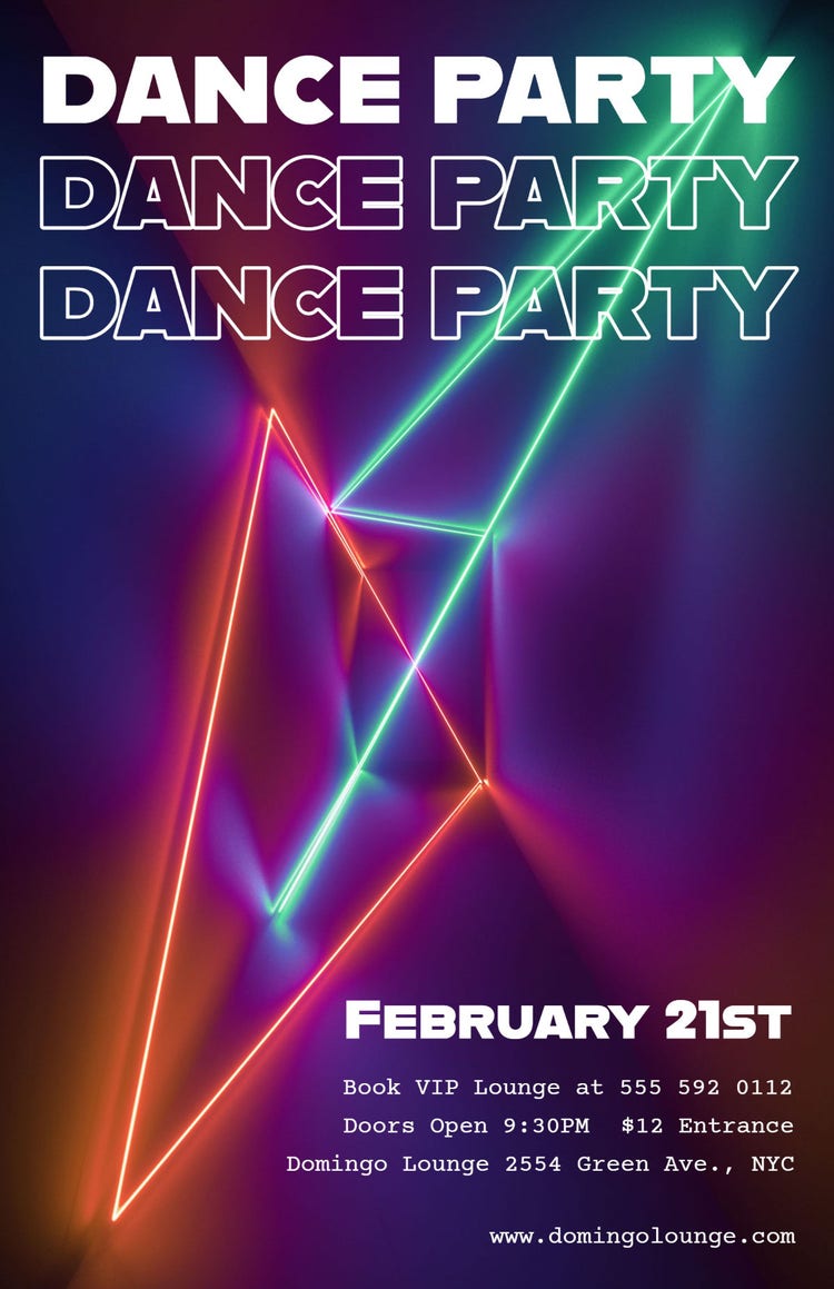 Colorful Laser Dance Party Poster