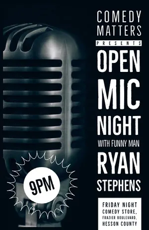 Black and White, Open Mic Club Event Ad, Poster  Comedy Show and Movie Poster