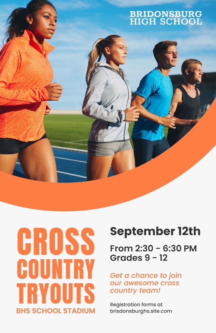 Orange & Gray Cross Country Tryouts Classic Poster