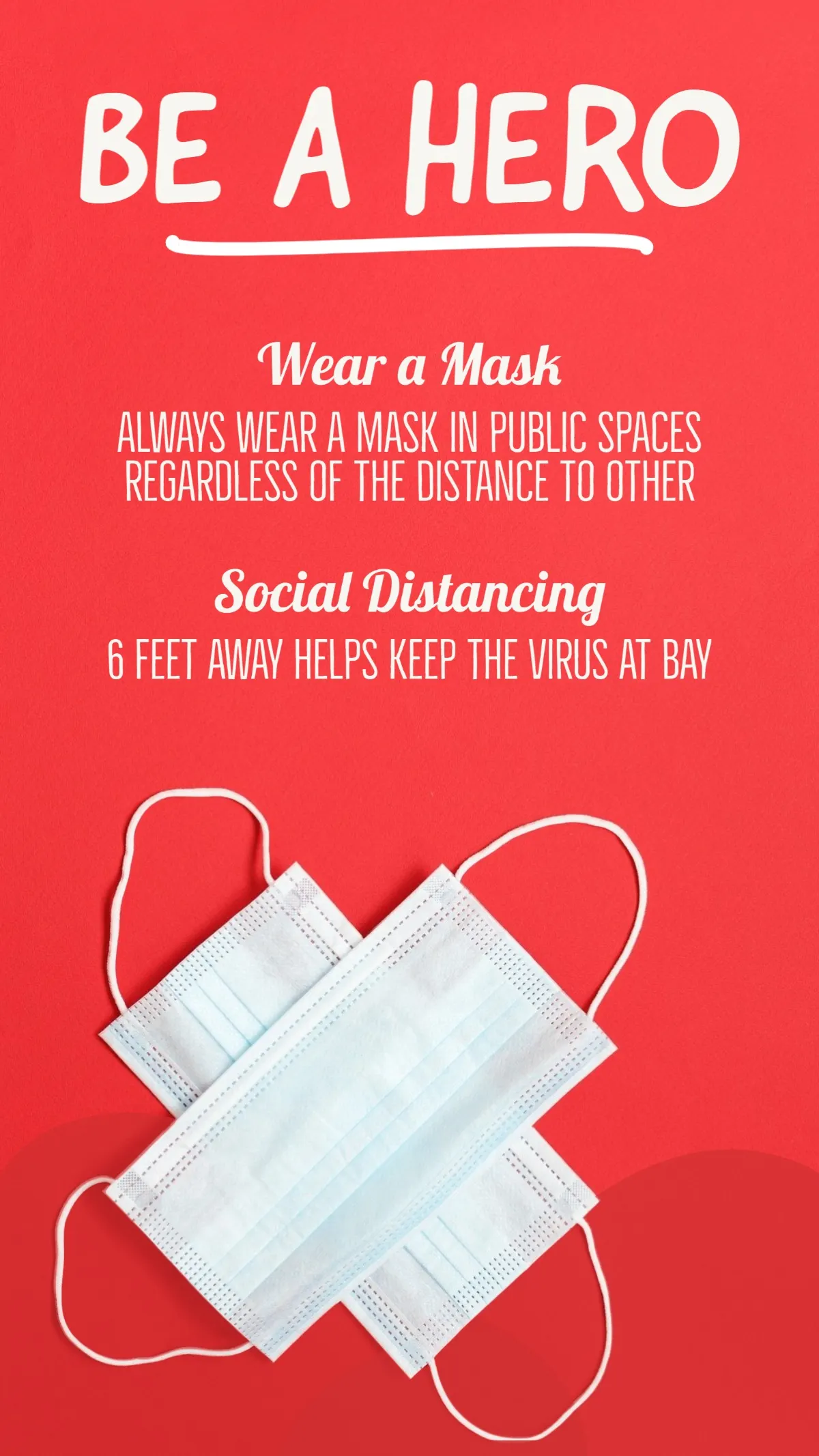 Red Be A Hero Covid Mask Infographic IG Story
