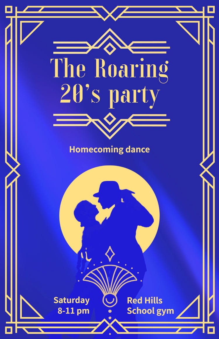 Blue Retro Homecoming Dance Poster