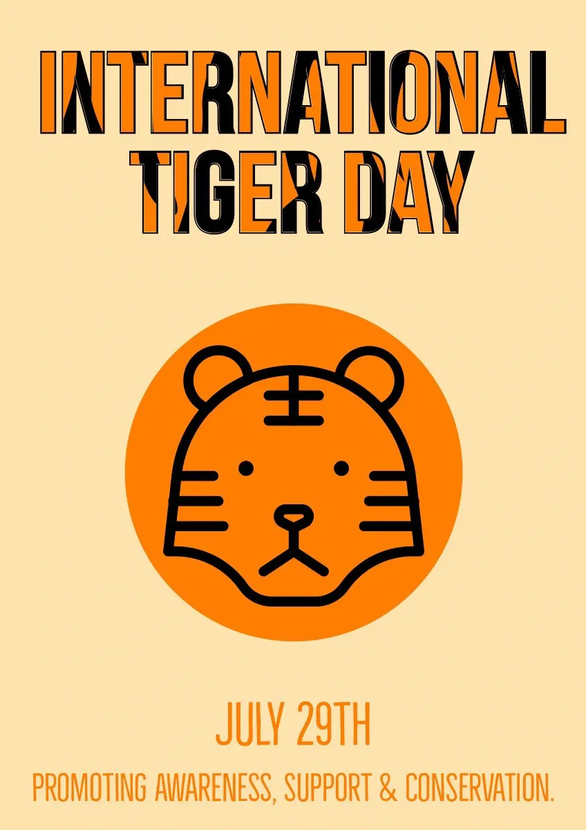 Orange Illustrated International Tiger Day Flyer