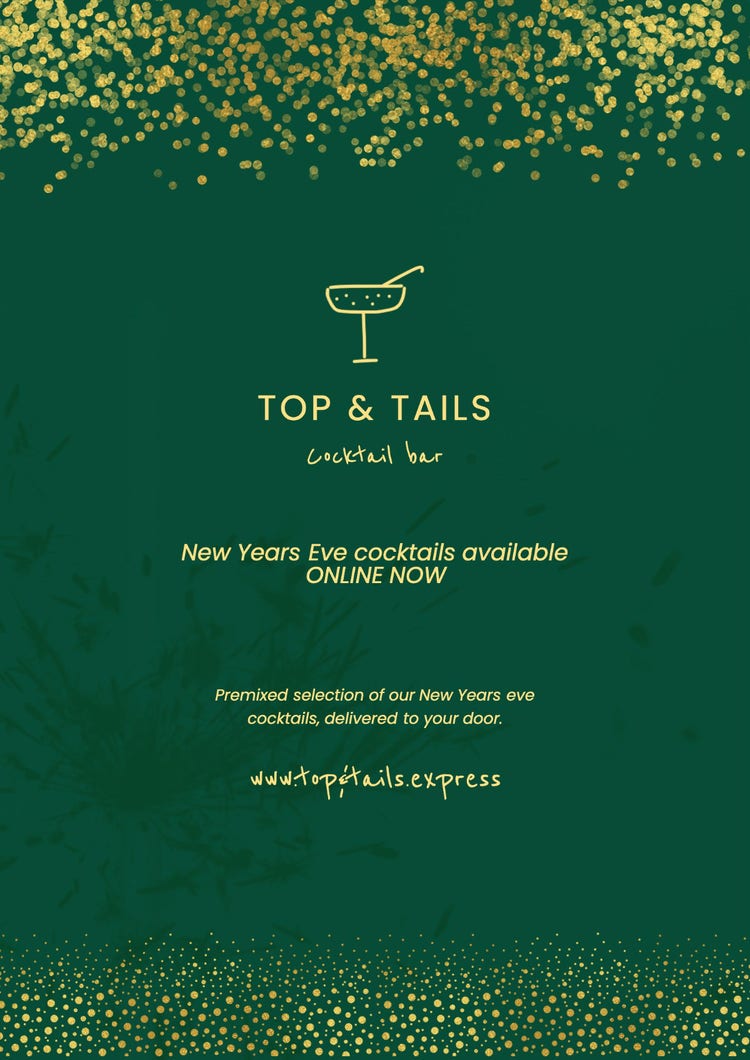 Green & Gold Glitzy Cocktail Bar New Year's Eve A3 Poster