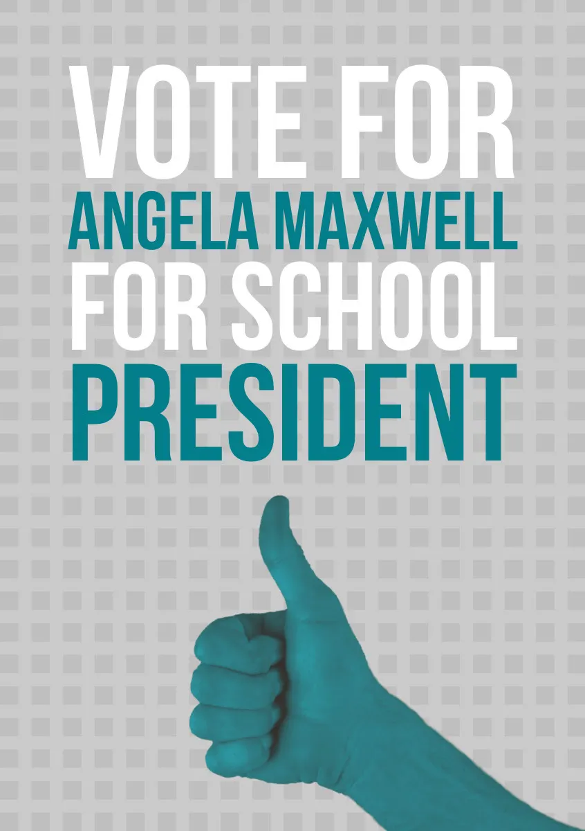 Turquoise and Gray School President Candidate Flyer with Thumbs Up