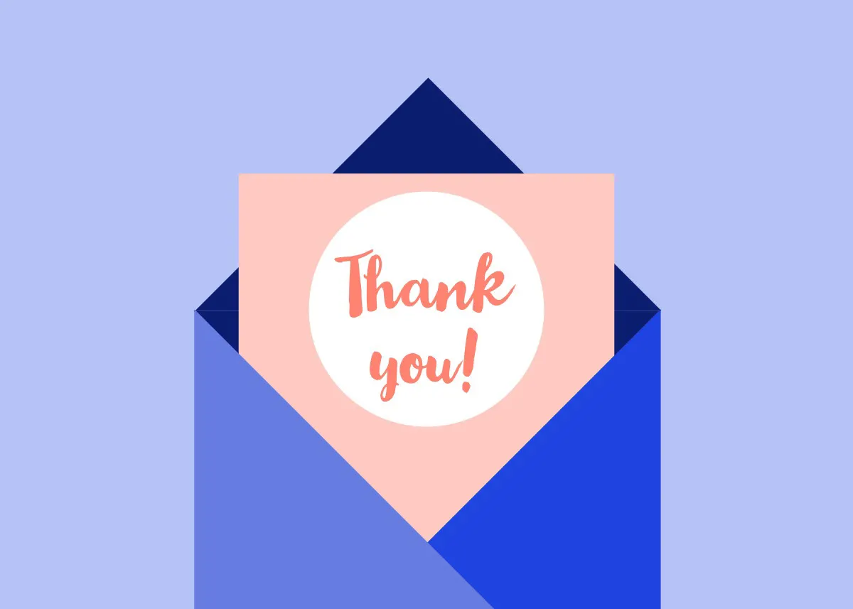 Pink and Blue Thank You Card
