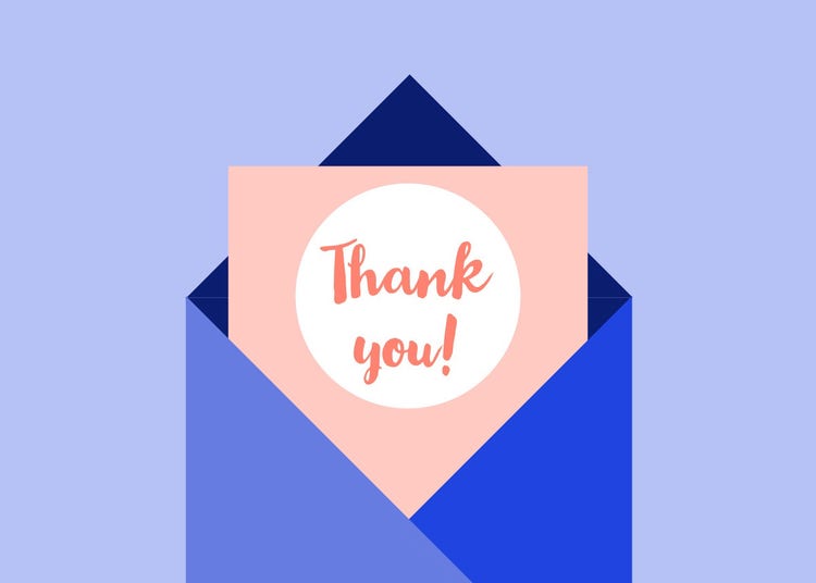 Pink and Blue Thank You Card