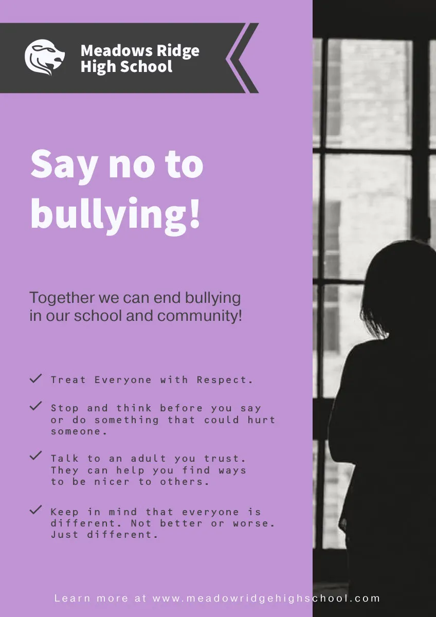 Violet and Black Say No To Bullying Poster