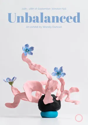 Pink and Blue Minimalistic Flower Sculpture Art Exhibition Poster  Arts Poster