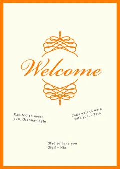 orange traditional group welcome card Welcome Poster