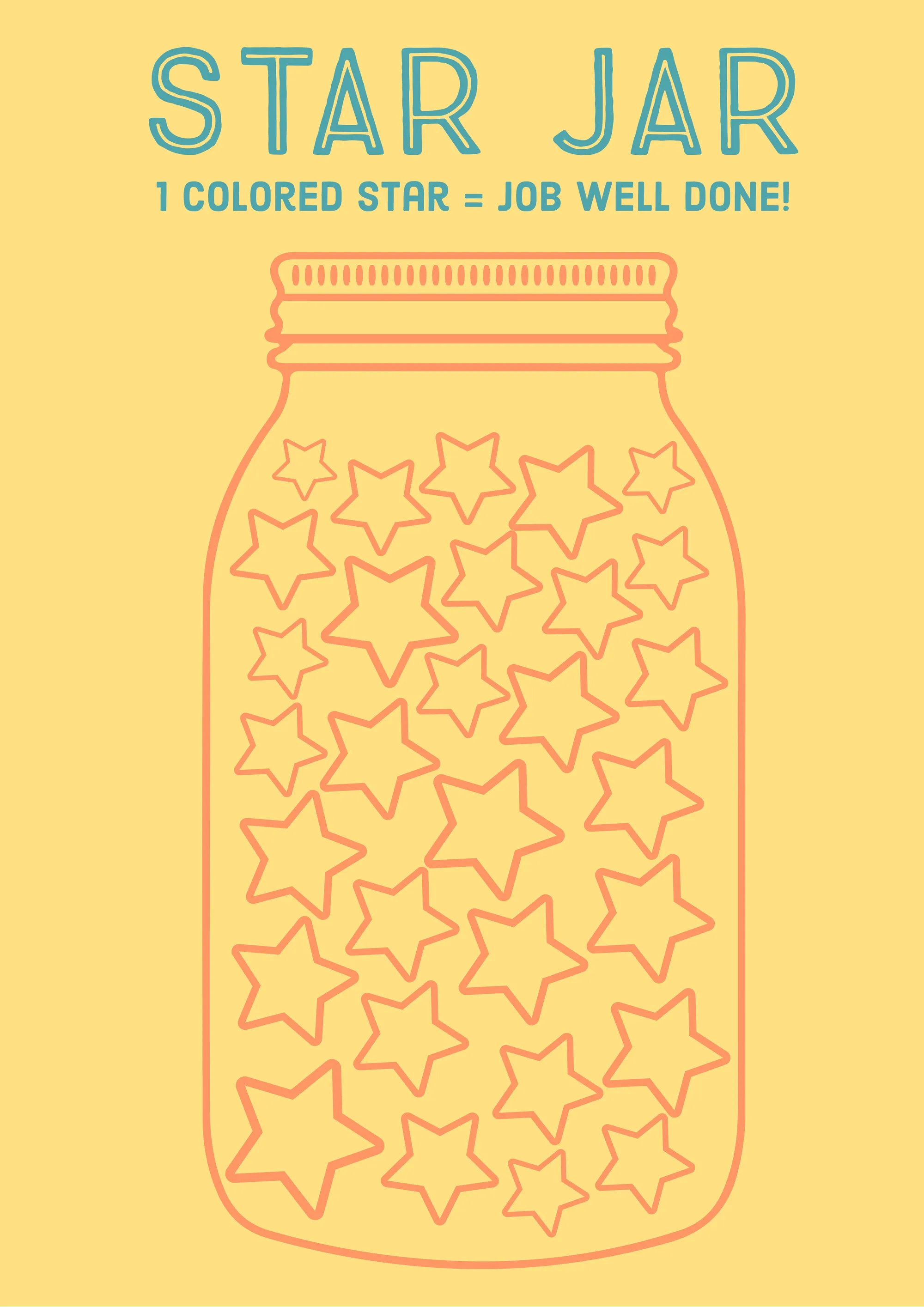 Yellow & Red Star Jar Reward Sheet A3 Print Poster