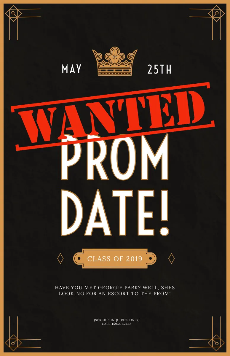 Gold and Black Prom Date Wanted Flyer