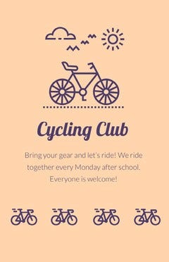 Violet and Orange Cycling Club Flyer After School