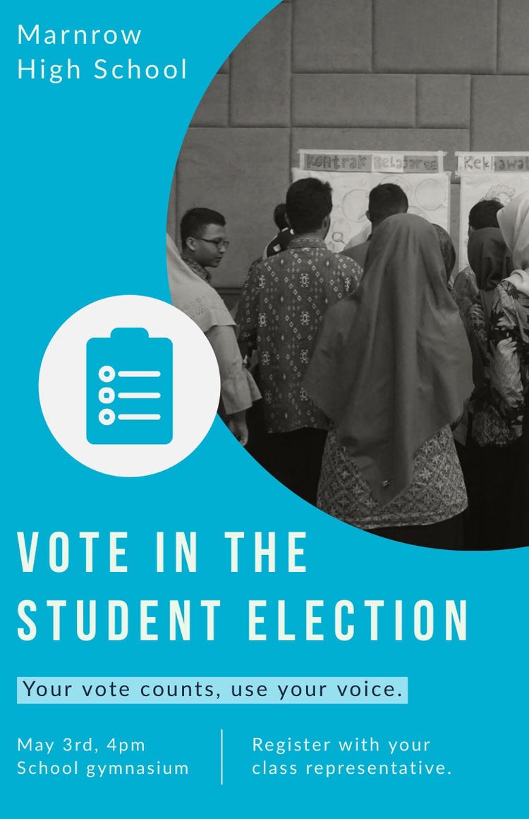 Blue and Gray Photo Vote in the Student Election Flyer