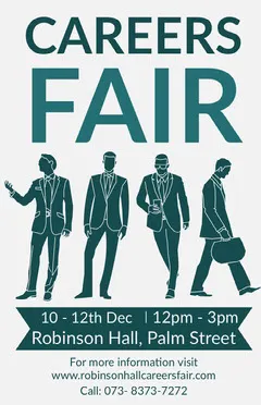 Teal Career Fair Flyer with Businessmen Career Poster