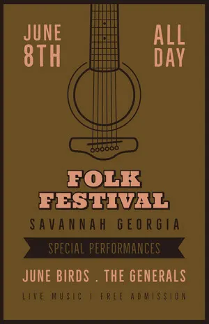 Green and Pink Folk Festival Poster Music Festival Poster