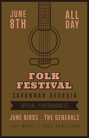 Green and Pink Folk Festival Poster Music Festival Poster