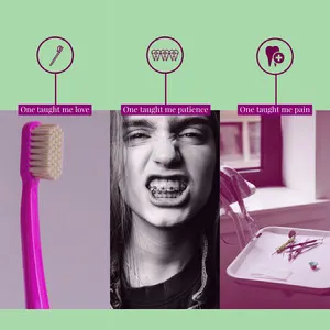 Green and Purple Dental Health Instagram Square Meme Dentist Poster