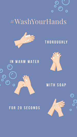 Blue Wash Your Hands Social Post Wash Your Hands Poster